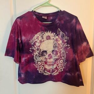 Tie-Dye Skull Graphic Crop Top